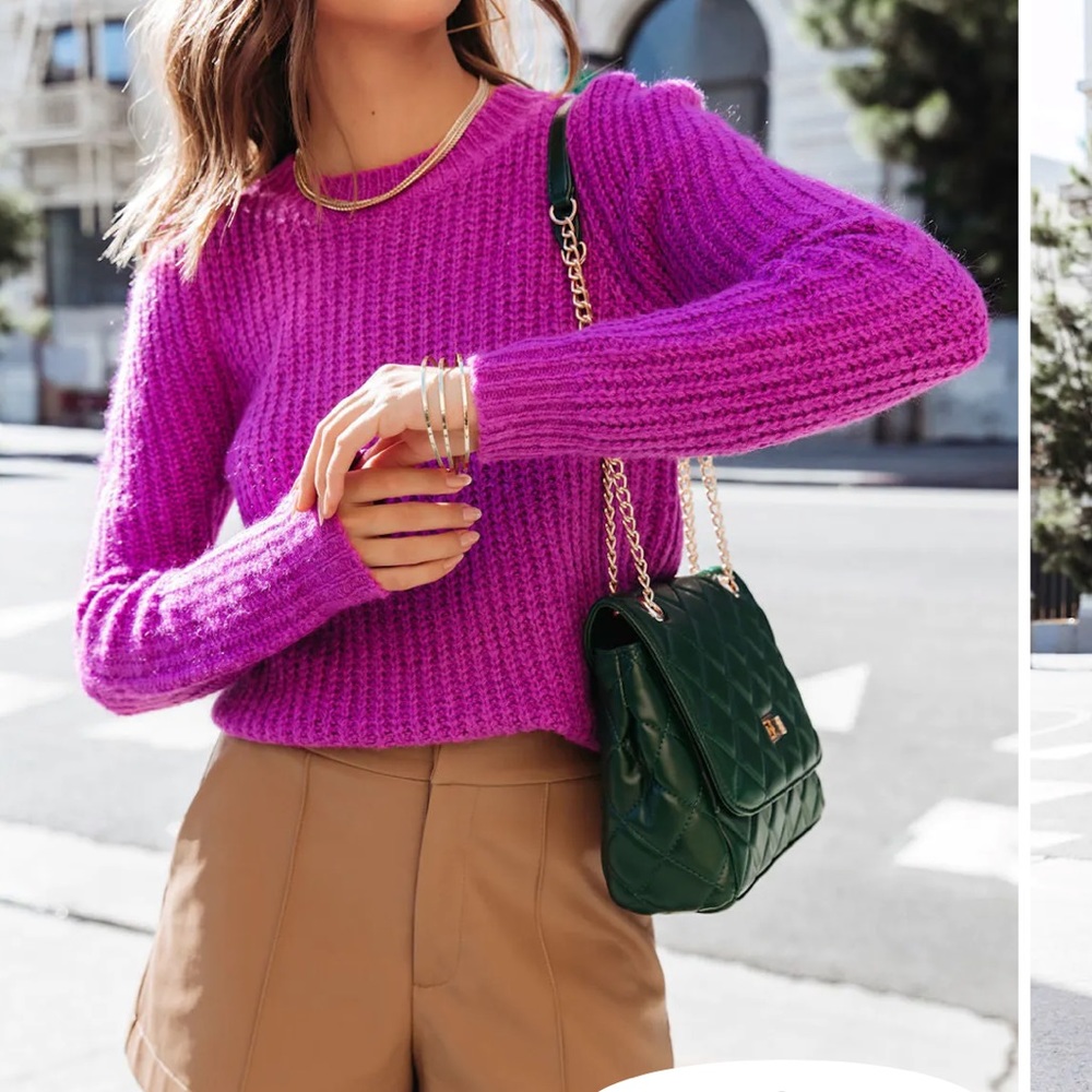 Fuzzy magenta sweater